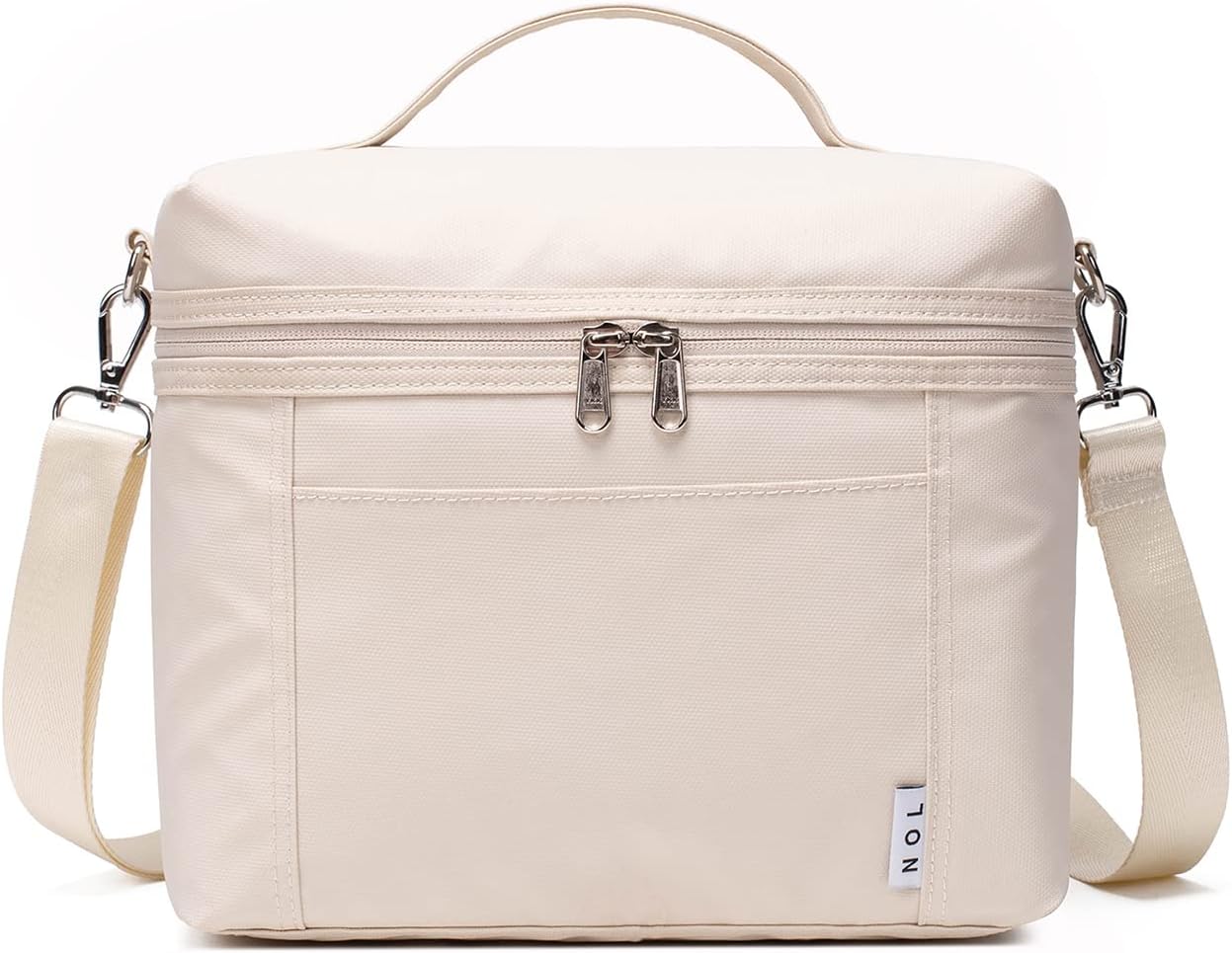 Insulated Lunch Bags for Women Cooler Bag Lightweight Nylon Waterproof Lunch Box For Work（Medium, Cream