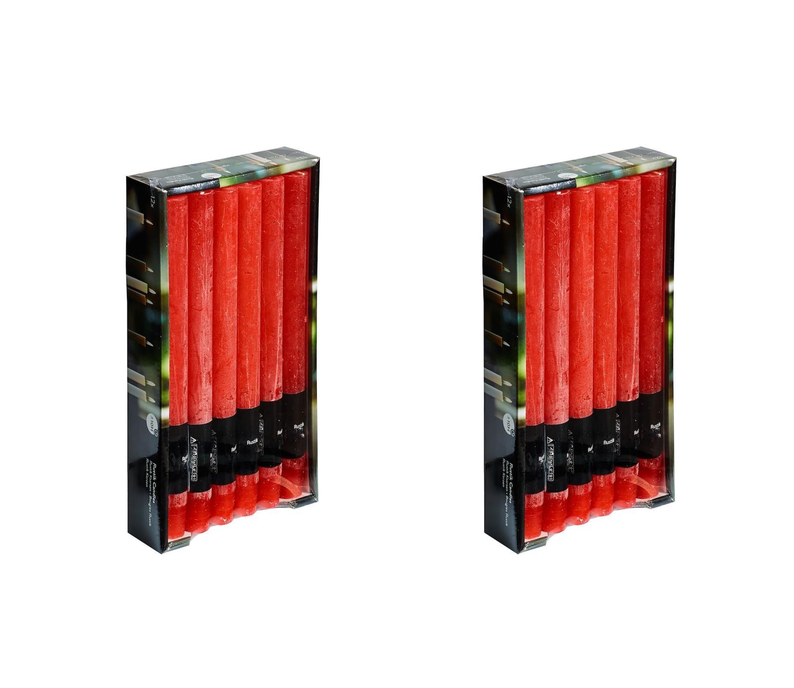 Juego de 12 velas rústicas – Tiempo de combustión: 8 horas, sin hollín, para candelabros, portavelas, corona de Adviento, Navidad, decoración, gastro, boda, (rojo)