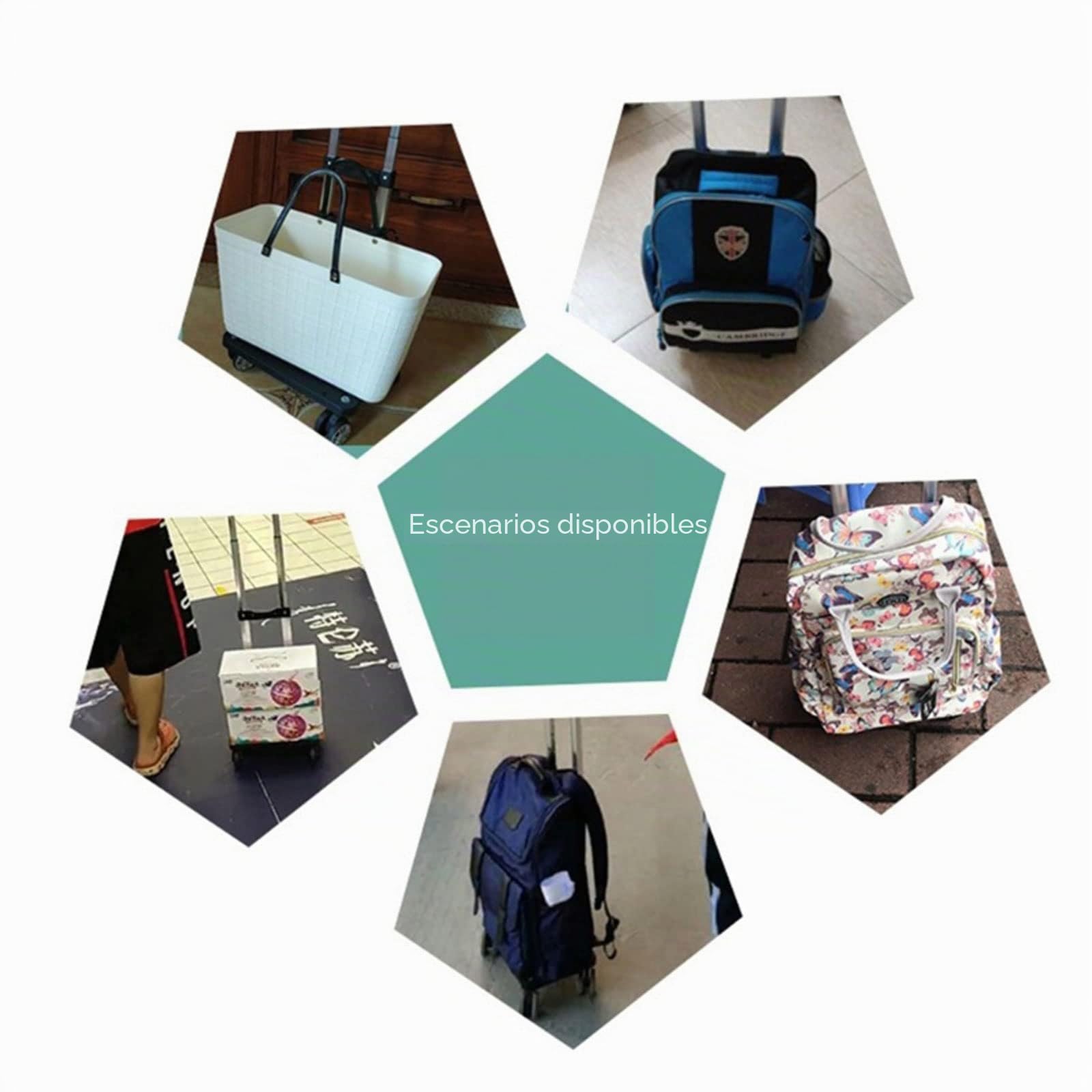 Carro de equipaje con 6 ruedas, carro, plegable, carrito de mano, bolsa escolar, equipaje, mochila