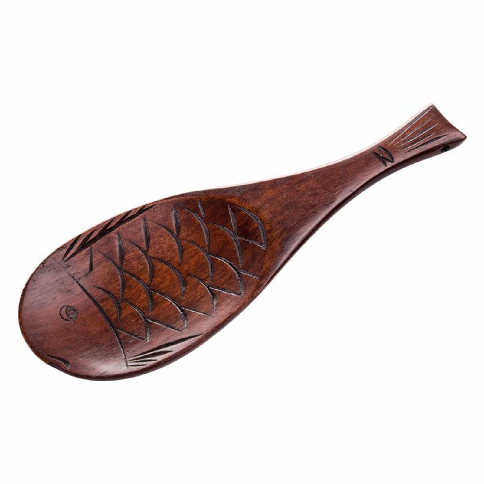 Mekalero Unique Fish Carved Wooden Serving Utensils Heatproof Handle Kitchen Tool Multipurpose Design Compact Storage Solution Fish Shape Wooden Rice Scoops