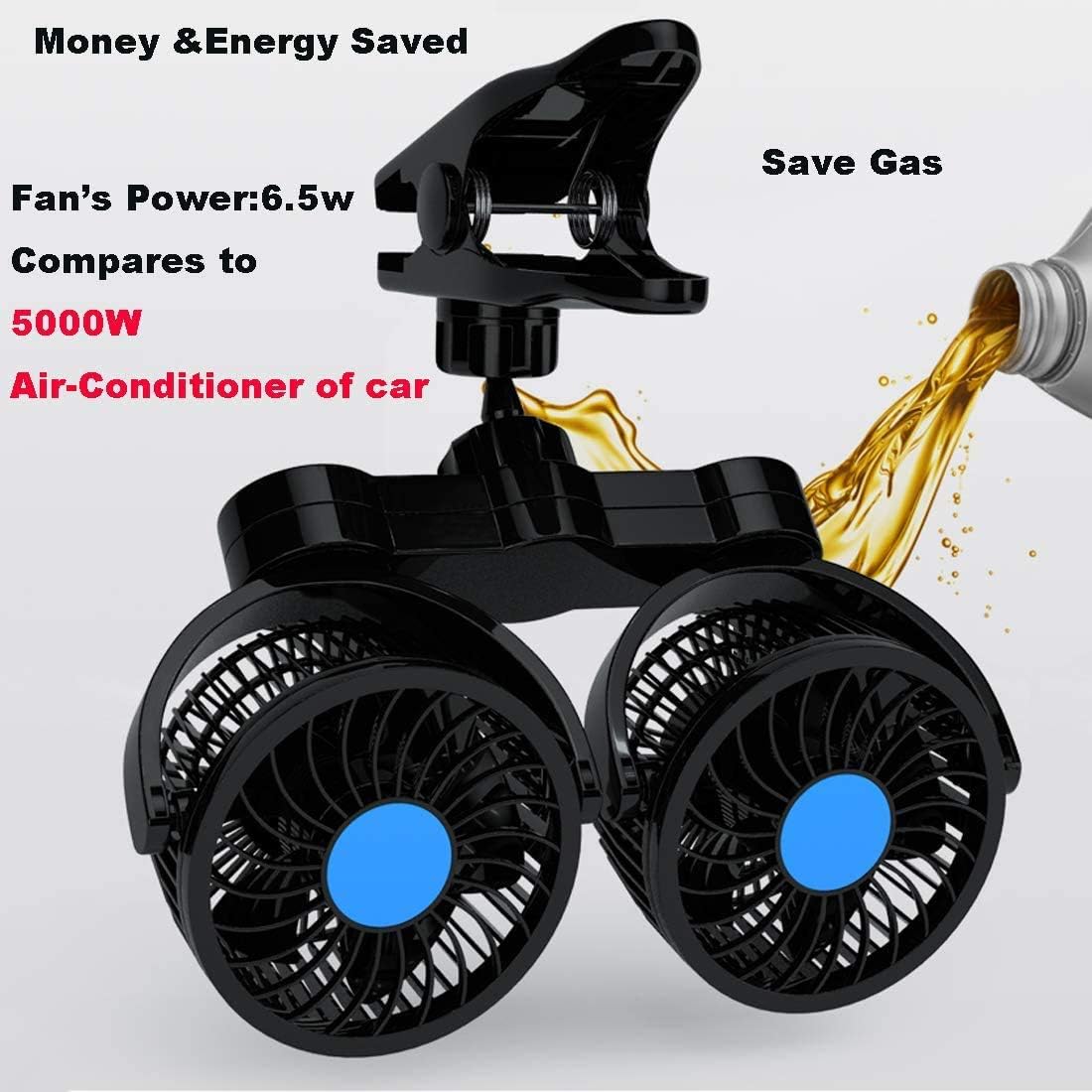 Weekly Top Sale SEAMETAL Car Fan for Back Seat, Car Seat Fan Cigarette Lighter, Fan for Car 12V Headrest Black 4inches (Black)