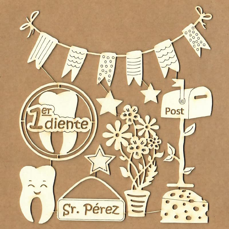 KORA projects - Set de chipboard - Ratoncito Pérez – Siluetas de cartón prensado para Scrapbooking y Manualidades