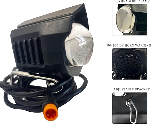 Miniatura 6 de Faro eléctrico plegable para bicicleta de 3 pines, conector macho universal de 36 V a 48 V, luz delantera para bicicleta de montaña eléctrica con