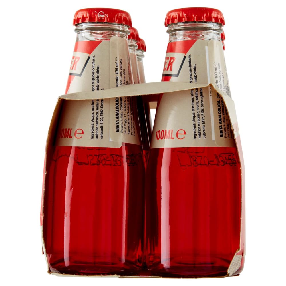 Bitter Salfa Lot de 24 bouteilles jetables en verre pour apéritif italien sans alcool 10 cl + 1 boîte de thé glacé San Benedetto au citron sans sucre 330 ml