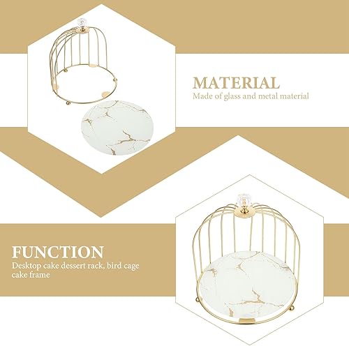 Miniatura 4 de BESTonZON Jaula de pájaros de metal dorado, soporte para cupcakes, postres para bodas, fiestas, cumpleaños, celebraciones de ducha, decoración del