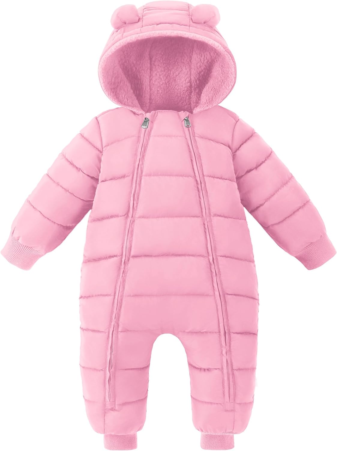XMWEALTHY Baby Snowsuit Toddler Girl Clothes Cute Hooded Double Zipper Boys Winter Coat Unisex Romper for Infant