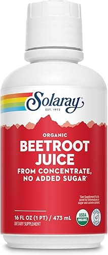 Solaray Jugo de remolacha orgánico de concentrado | Apoya la energía saludable, la función cardíaca y cerebral | 16 onzas líquidas, 16 porciones