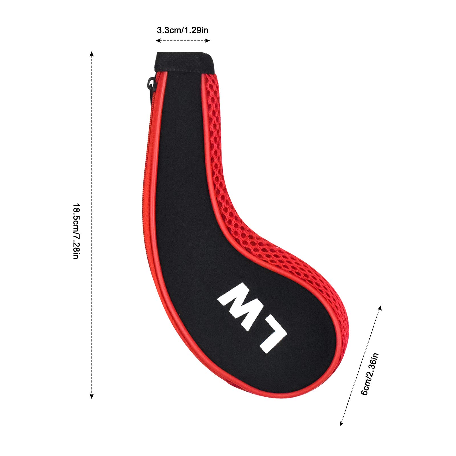 Fundas de Hierro para Palos de Golf 12 Piezas Números 3-9 A/SW/PW Cremallera Cuello Largo Rojo