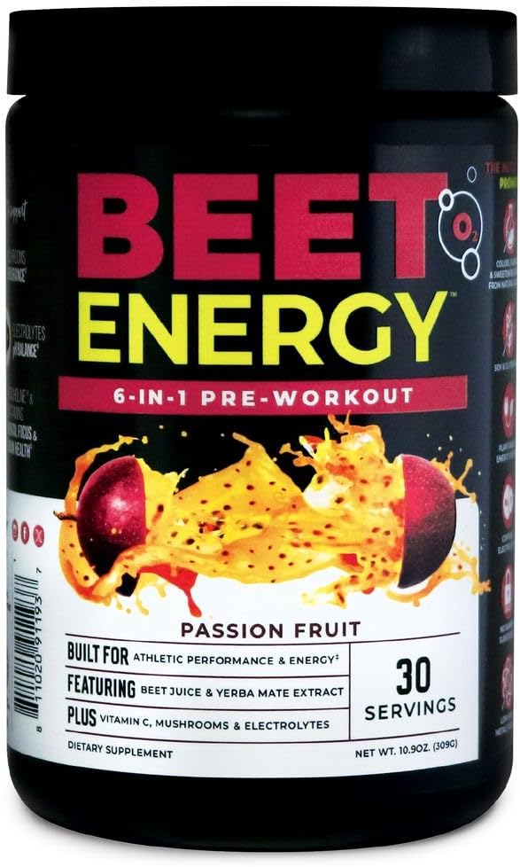 Nutrology Beet Energy O2, Pre Workout Powder, Energy, Endurance & Nitric Oxide Booster with Beet Powder, Yerba Mate, Adaptogens & Electrolytes, Vegan Pre Workout, Passion Fruit Flavor, 30 Servings Nutrology Beet Energy O2, Pre Workout Powder, Energy, Endurance & Nitric Oxide Booster with Beet Powder, Yerba Mate, Adaptogens & Electrolytes, Vegan Pre Workout, Passion Fruit Flavor, 30 Servings