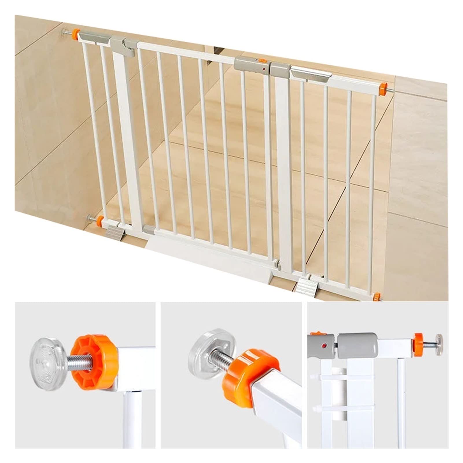 Bardzo szeroka bramka bezpieczeństwa dla psa, regulowana wysokość 78-103 cm, idealna do domowych schodów i drzwi, dla zwierząt domowych, łatwa w instalacji, stylowe białe wykończenie