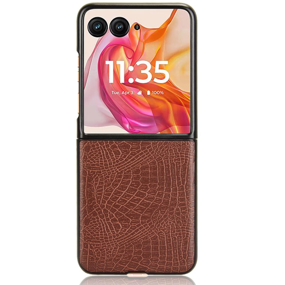 Aikukiki Luxury Crocodile Leather TPU Slim Fit Shockproof Full Body Protective Case with Flexible Grip for Motorola Moto Razr Plus 2024/Moto Razr 50