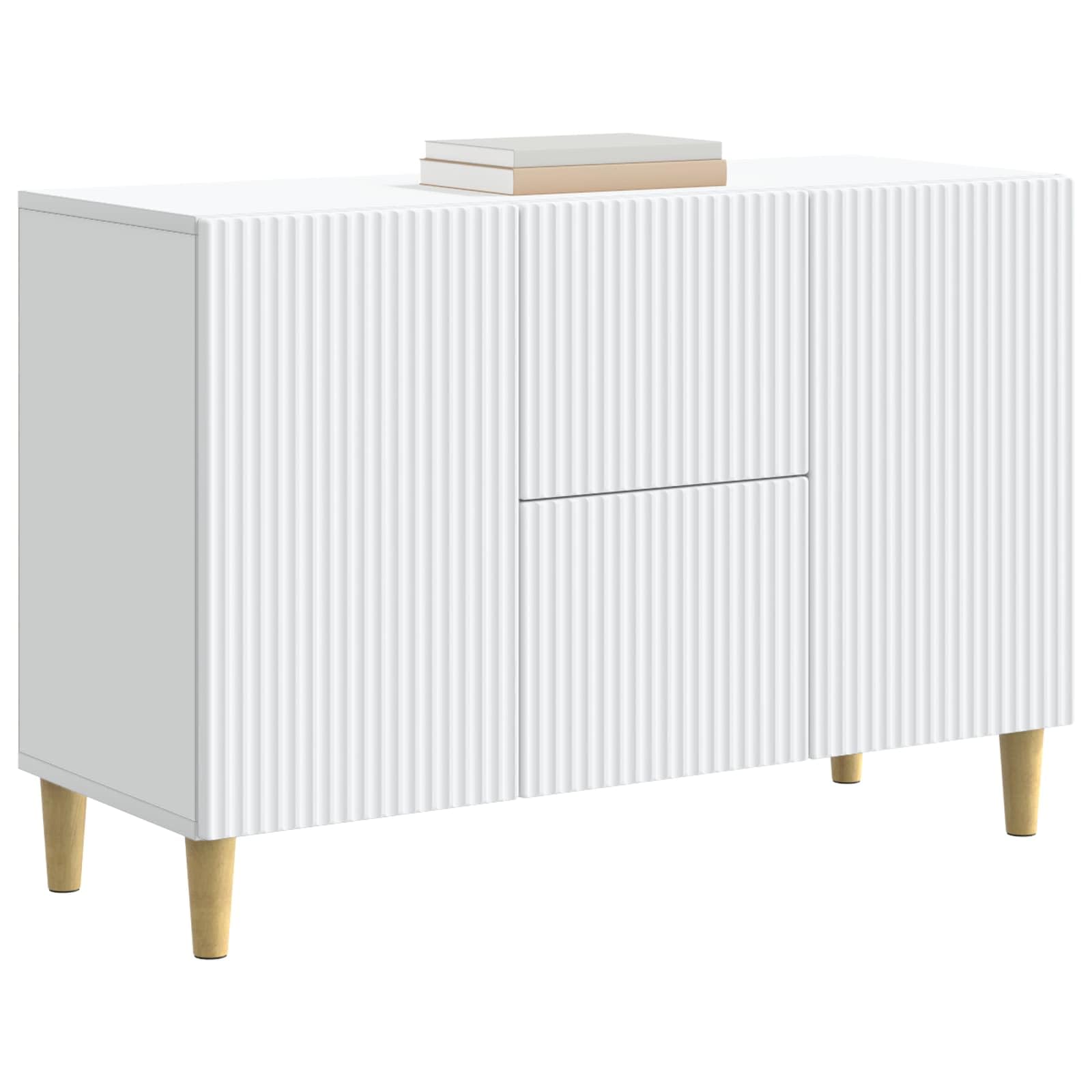 Credenza bianca 89 x 34,5 x 60 cm, comò con 2 cassetti