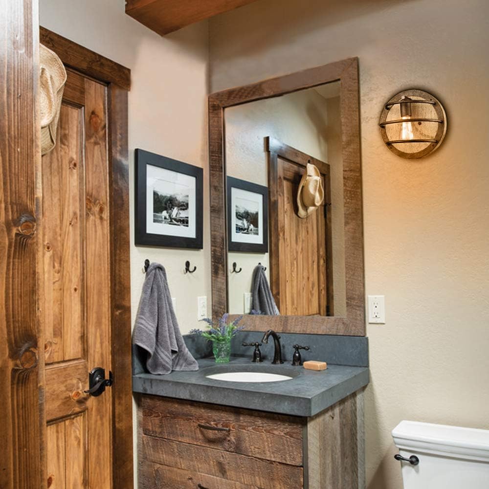 Black Friday Clearance AXILAND Farmhouse Industrial Lighting Fixture Wood Wall Sconces Super Deal Product AXILAND Farmhouse Industrial Lighting Fixture Wood Wall Sconces