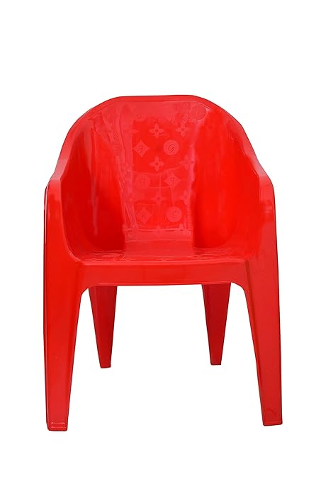 Kids Strong | Durable | Modern and Comfortable Plastic Chair with Backrest for Study | Play | Desk | Chair with Arms for Home/School/Dining for 2 to 6 Years Age (Baby Rock, Red)