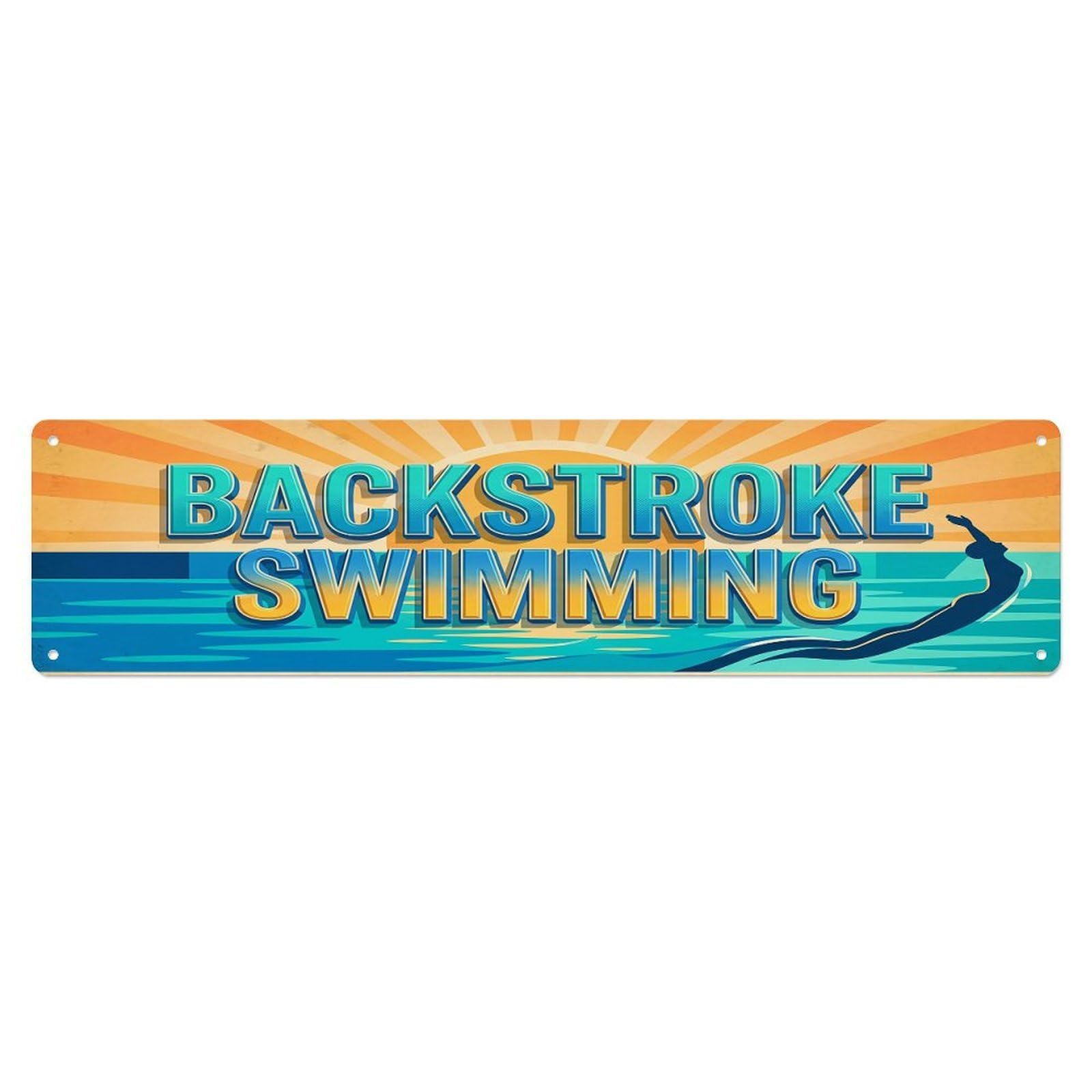Cmhok Vintage Style Vintage Backstroke Swimming Outdoor Activity Sports Metal Tin Sign Wall Decor For Cafe, Club, Garden Metal Poster 4X16inch