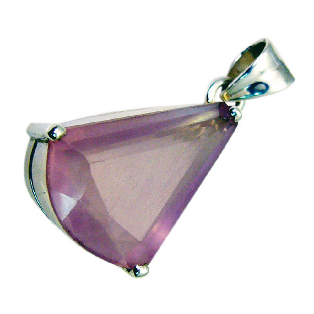 Pendentif quartz rose véritable argent sterling anti-ternissement