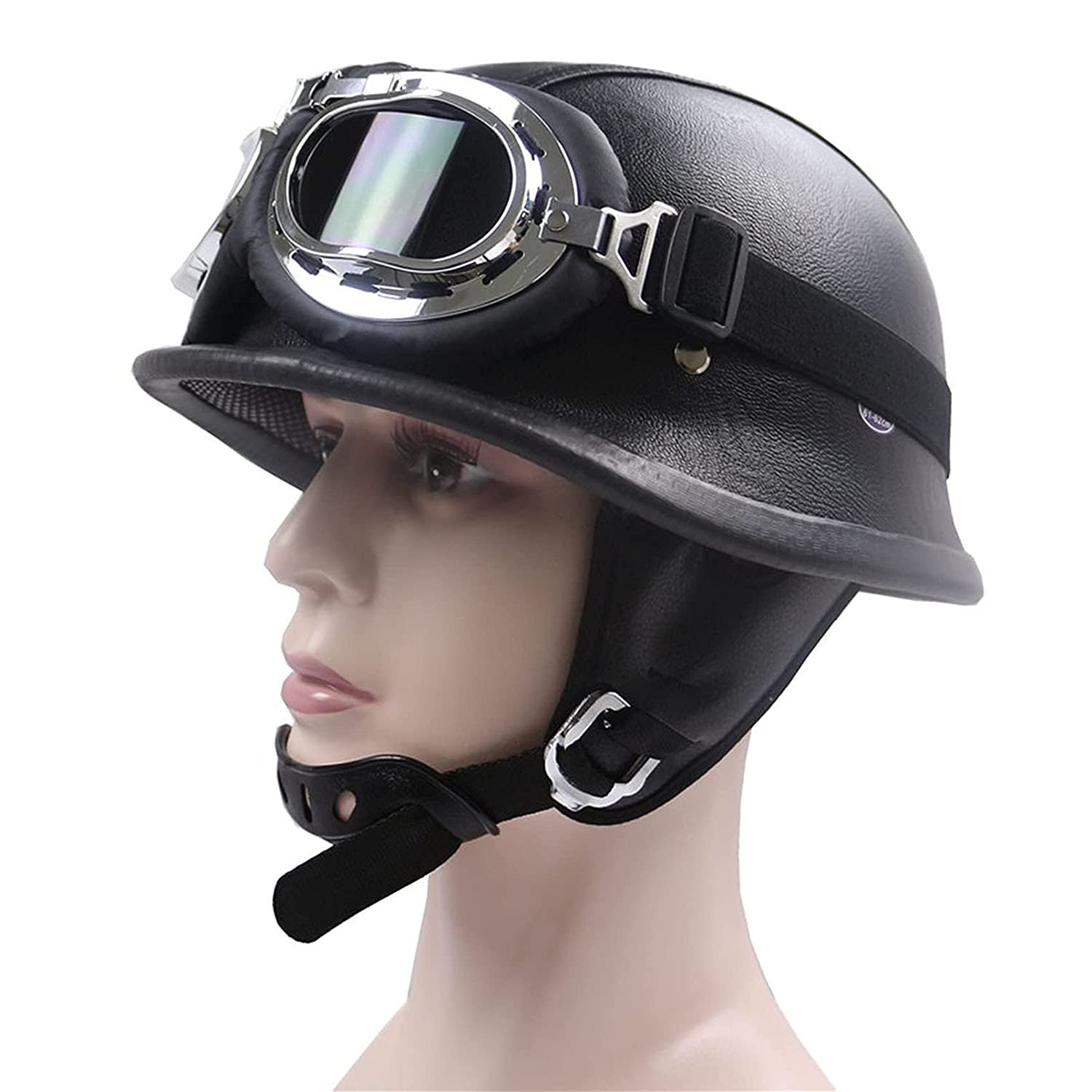 Motorcycle Half Helmets DOT Approved,Retro Leather Open Face Helmet Novelty Half Shell Helmets Men Women Vintage Thin Skull Cap Helmet Vespa Moped Sc