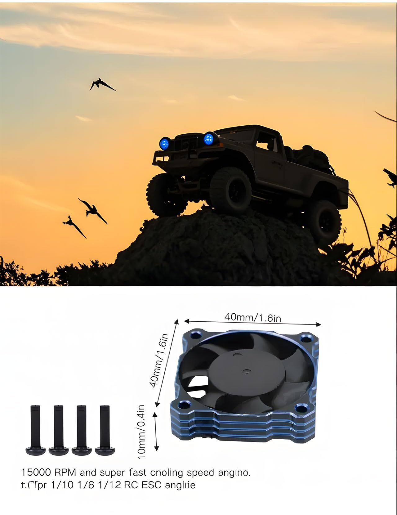 Dissipatore Di Calore Del Motore Raffreddamento Del Motore Elettrico Ad Alta Velocità 40x40mm 16000rpm 5v‑9v Fit For 1/10 1/8 1/12 Rc (Blu) (Blu)