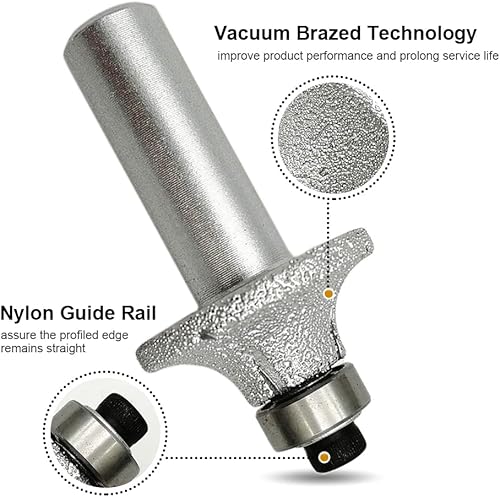 Miniatura 5 de SHDIATOOL Brocas de enrutador redondas de 0.315 in de radio de esquina redondeando cantos de mármol granito piedra de cuarzo vástago de 12 pulgada