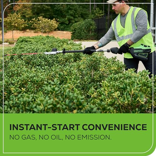 Image of Greenworks 82V 24 inch Brushless Cordless Fixed Mid Pole Hedge Trimmer, 2.5Ah Battery and Dual Port Rapid Charger (Great for Landscapers and Professionals)