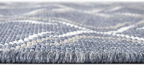 Miniatura 4 de Unique Loom Outdoor Trellis Collection - Alfombra rectangular de 4 pies 1 pulgada x 6 pies 1 pulgada, color azul marinomarfil