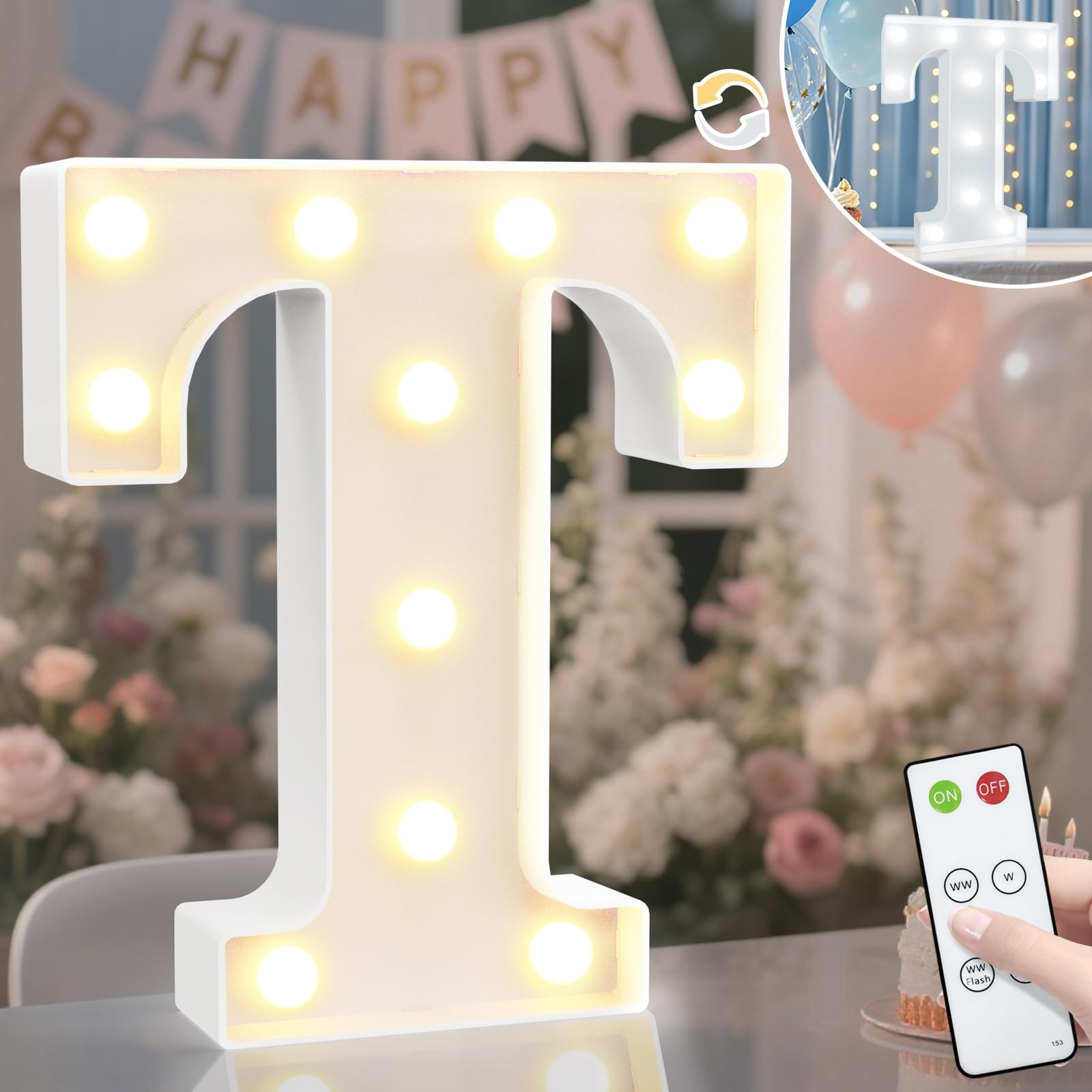 8.8" Decorative LED Light Up Numbers, Marquee Numbers Lights for 7th Birthday Decorations, Lighted Number Sign for Birthday Party Night Lights Wedding Anniversary Home Wall Decor, White Number 7 — view 54