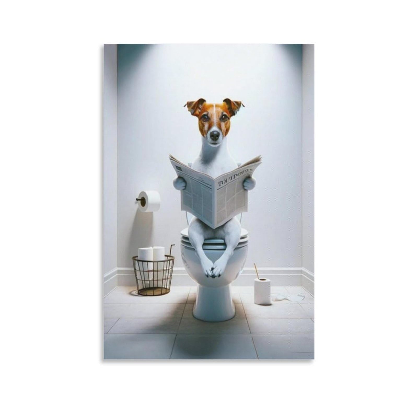 Gqvcjsw Jack Russell Terrier,Funny Bathroom Decor Canvas Poster Wall Art Decor Print Picture Paintings For Living Room Bedroom Decoration 12X18inch(30X45cm)