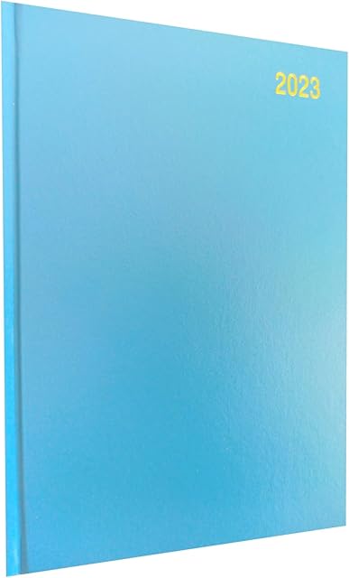 2023 A4 Diary One Day to Page Hardback Casebound Cover Diary with Full Saturday & Sunday Page Ribbon Marker DAP Year Planner for Business, Office, Home, Traveling, Appointments (Sky Blue)