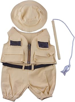 Fisherman w/Hat and Pole Outfit Teddy Bear Clothes Fits Most 14" - 18" Build-A-Bear and Make Your Own Stuffed Animals