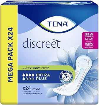 TENA Discreet Extra Plus Women's Incontinence Towels Mega Pack of 24