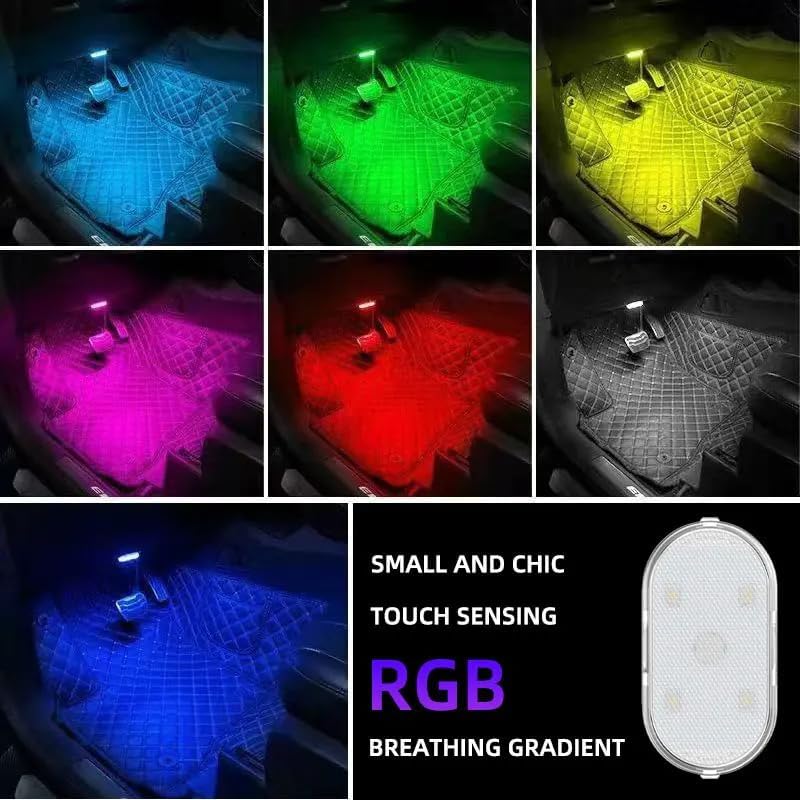 Car LED Lights for Dodge Neon Coupe/Neon Sedan R/T SRT-4 1994-2006, 7 Colors Touch Activated LED Lamps for Auto Cabin Decor, Car Interior USB Rechargeable Portable Light,4PCS