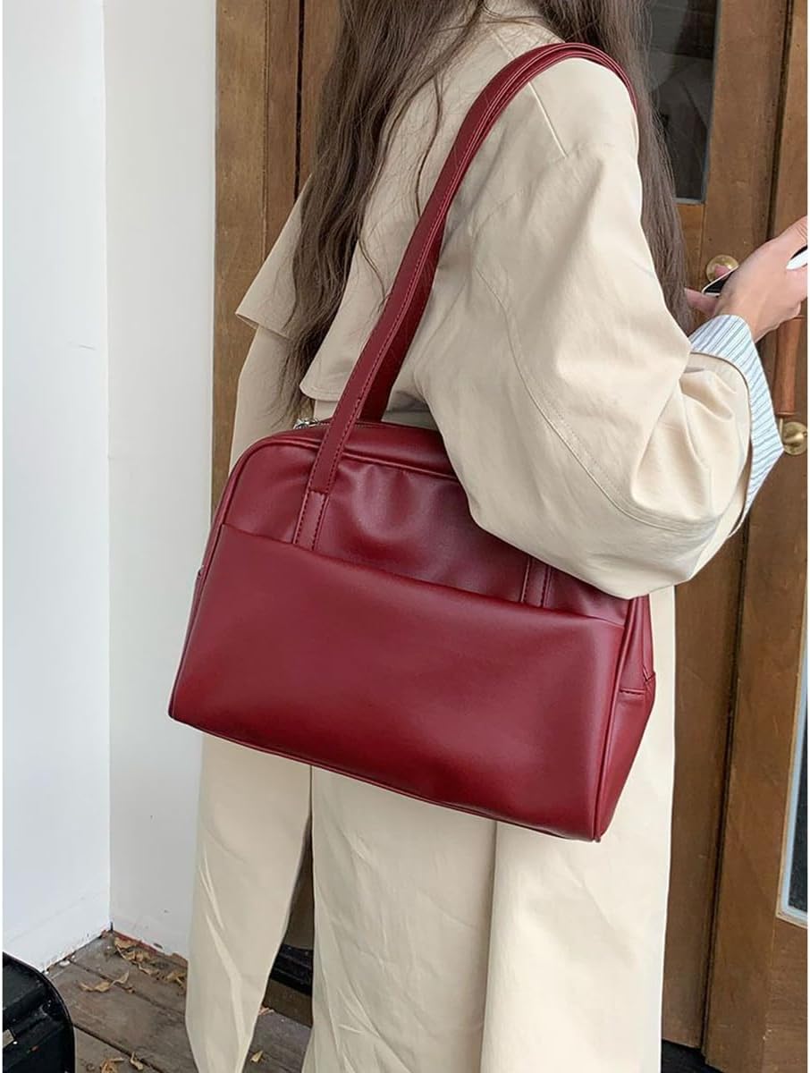 Korean minimalist style synthetic leather shoulder bag, large capacity commuting fashion trend women's handbag tote - Image 4