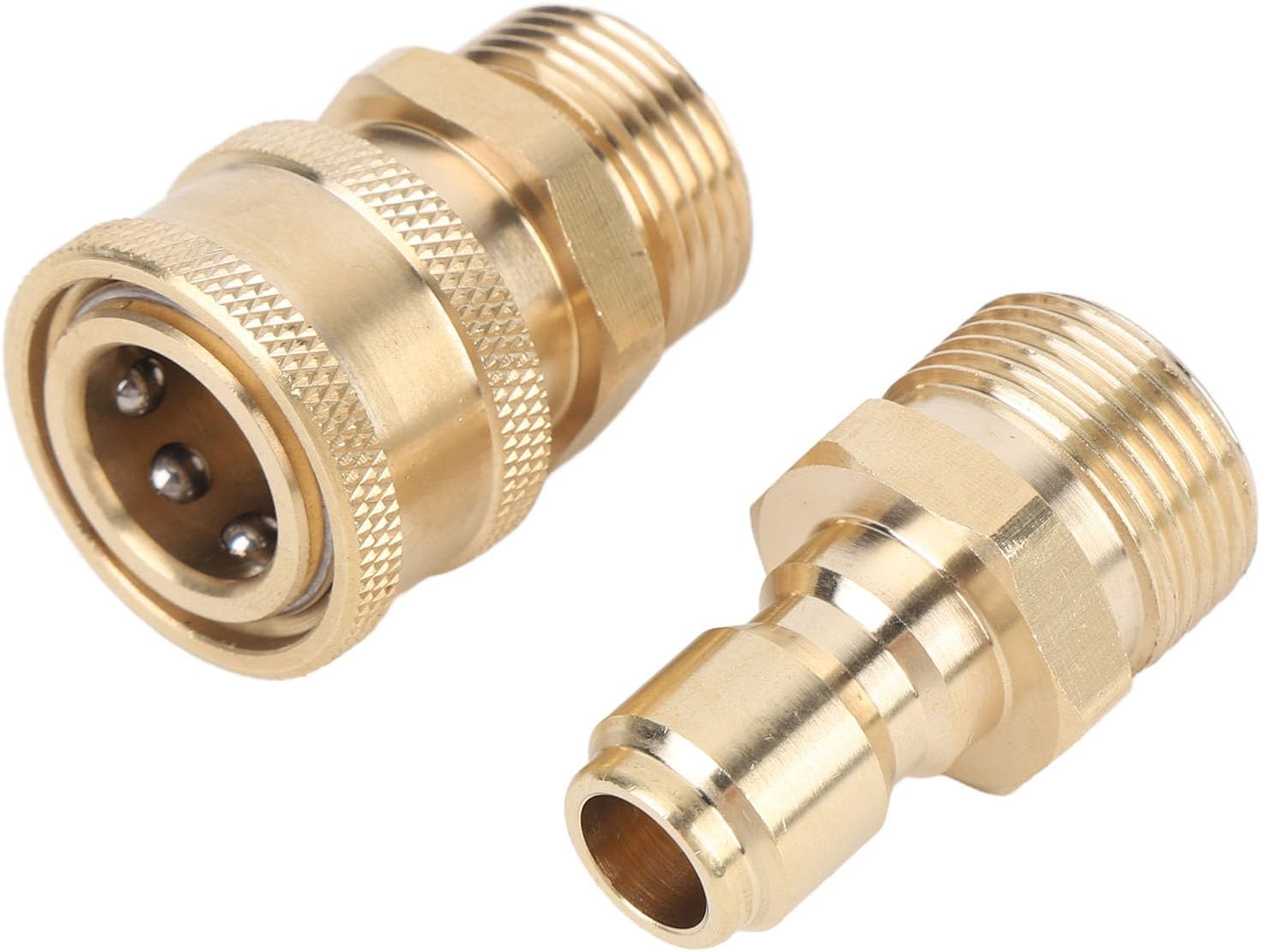 Brass Pressure Washer Coupler 5000 PSI M22 Male Thread Fitting with 3/8in Quick Connector, Compatibility with Hoses, Ball Valves, Sprayers for High Pressure Cleaning