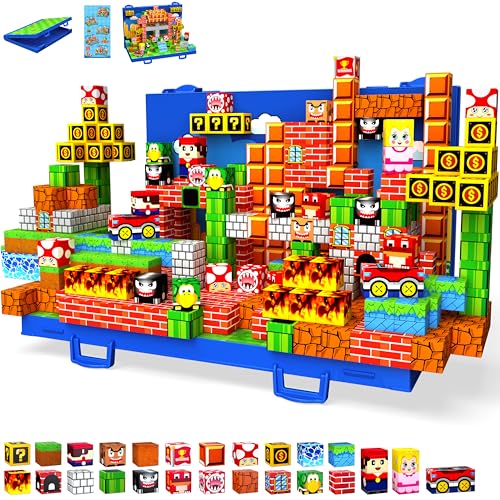 Image of 120PCS Magnetic Blocks, Magnetic Building Blocks Cubes, STEM Toy for Kid | 3D Sensory STEM Toy, Magnetic Tile with Magnetic Board for Easy Storage, Ideal Birthday Christmas Gift for Kids Aged 3 4 5-10