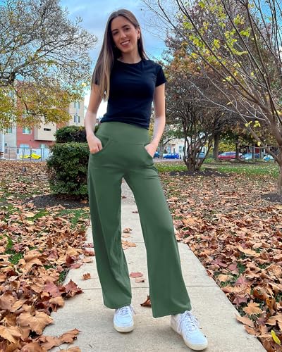 Image of Promover Wide Leg Pants Woman Yoga Pants with Pockets Stretch Loose Casual Lounge Sweatpants Petite /Regular /Tall