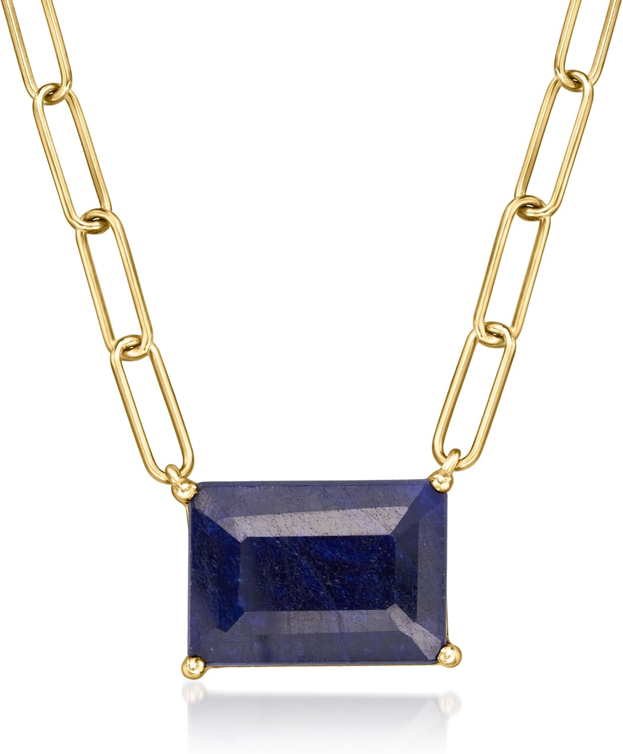 Ross-Simons 9.00 Carat Sapphire Paper Clip Link Necklace in 18kt Gold Over Sterling. 18 inches
