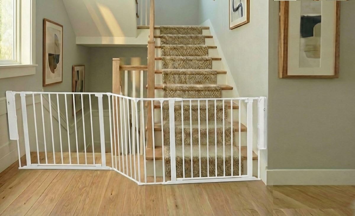 Safetots Two Door Multi Panel Stair Gate, White, Up to 272cm — image 1