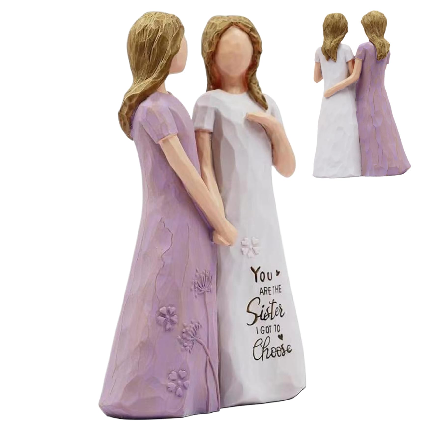 Vervevum Sister Figurines, 5.7x4x2 Friendship for Women Hand-holding Girls Sisters Friendship for Women