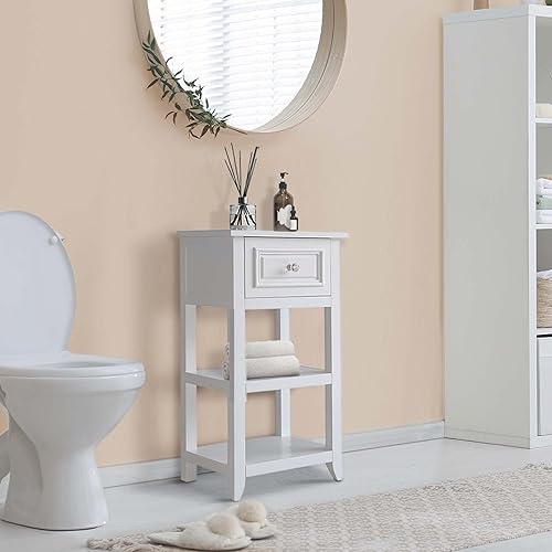 Miniatura 6 de Elegant Home Fashions Dawson gabinete sobre piso, Madera, Blanco