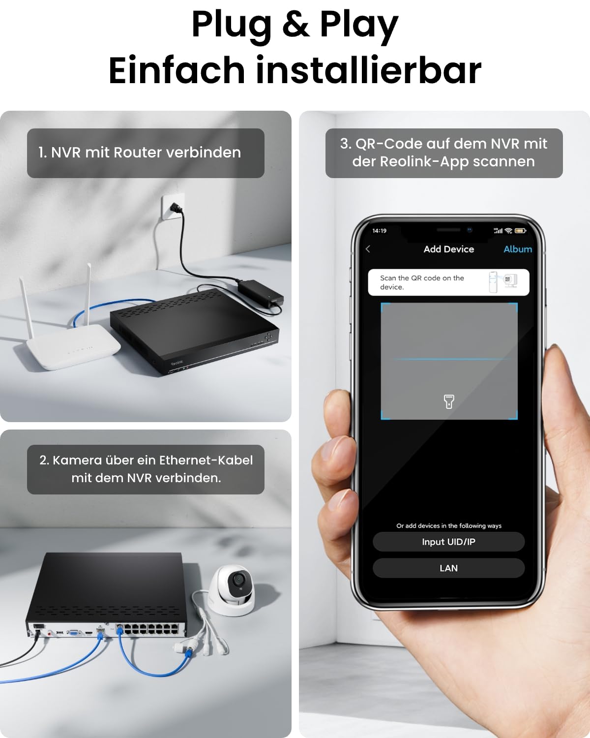 Reolink 4K Überwachungskamera Set, Videoüberwachung mit 8X 8MP PoE IP Kamera und 16CH 4TB HDD NVR, Personenerkennung und Fahrzeugerkennung, IP66, 30M IR Nachtsicht für Aussen, Innen, RLK16-800D8