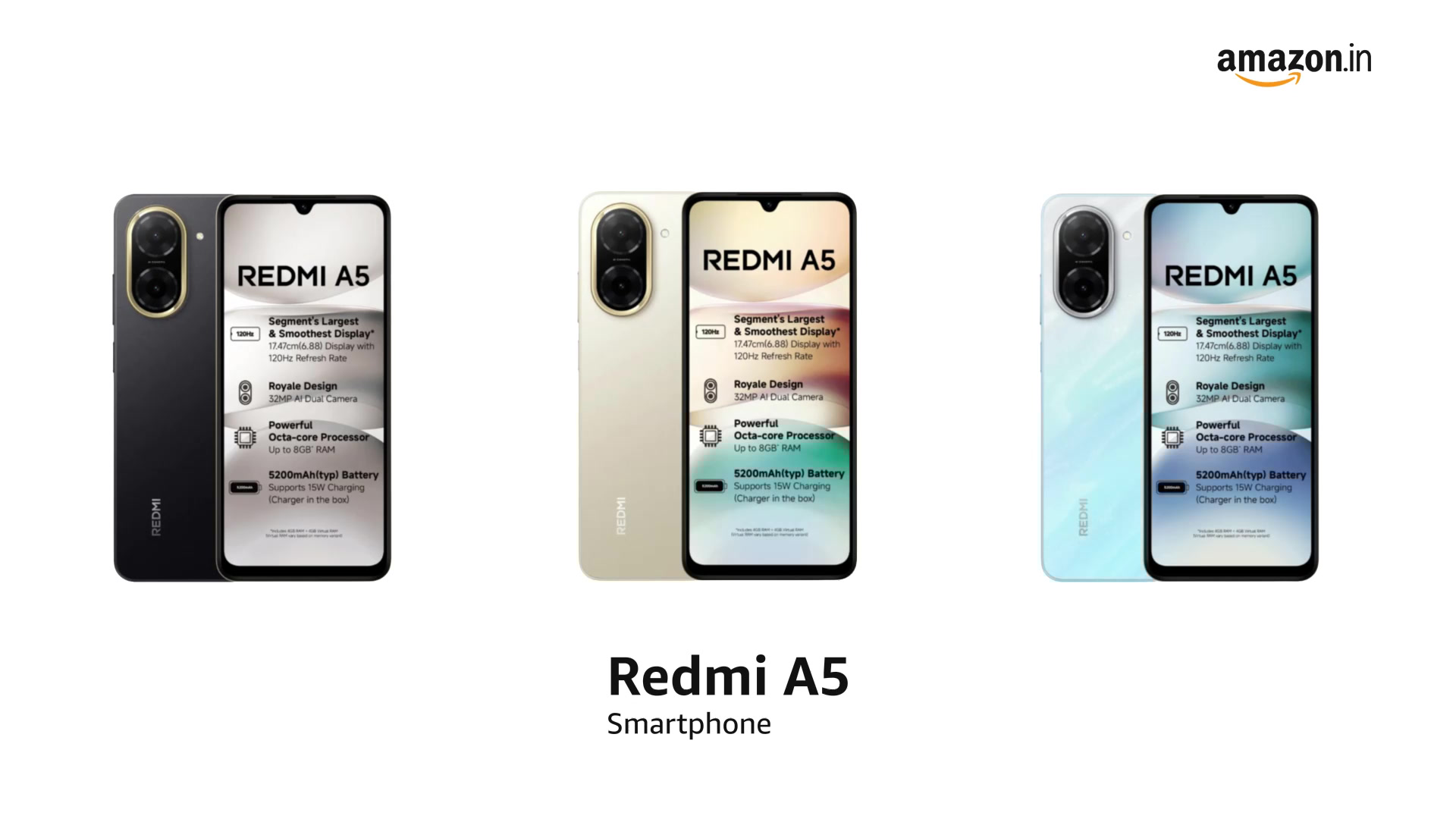 Redmi A5 Just Black (3GB RAM 64GB Storage) | Royale Design