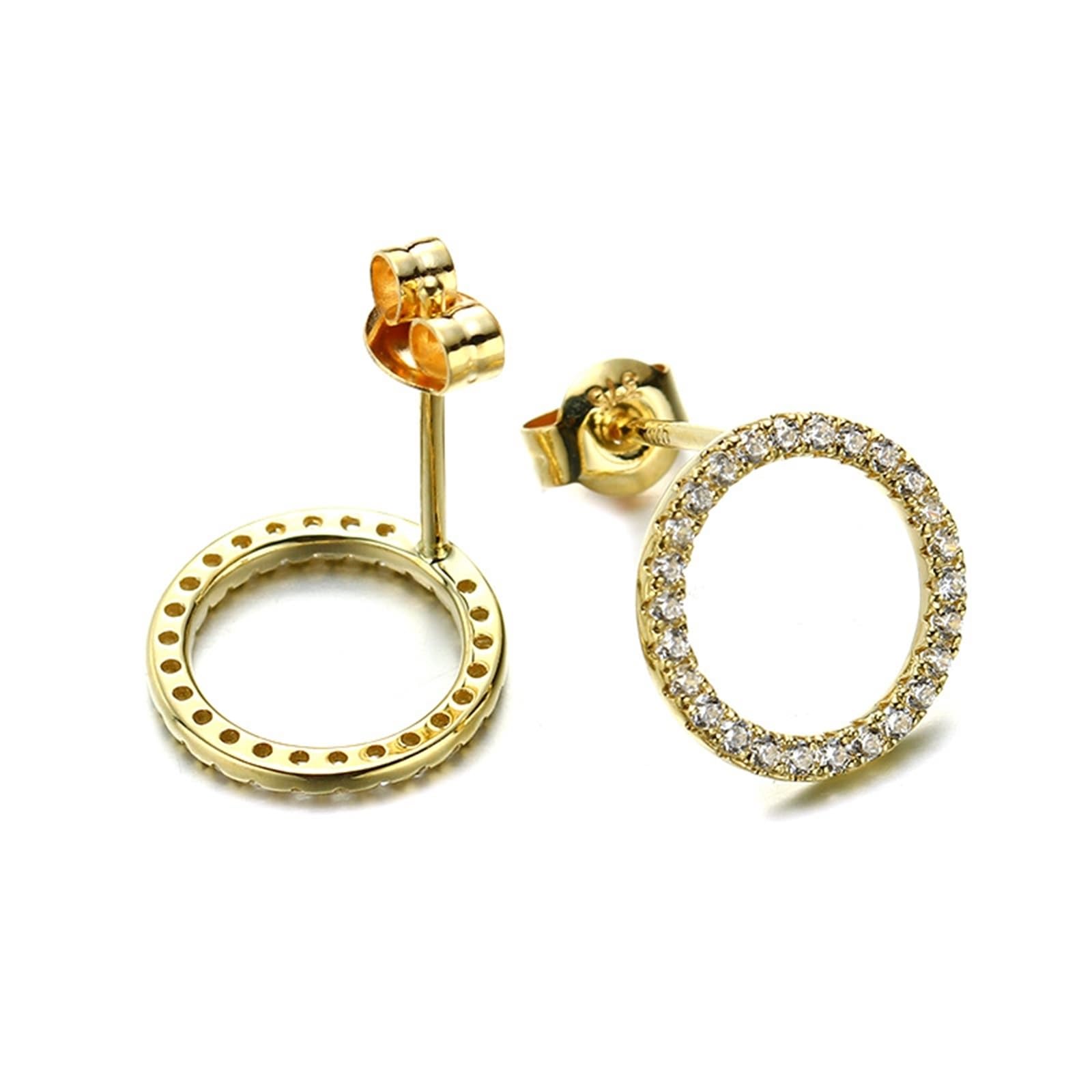 Prawdziwe złoto biżuteria kolczyki żółte złoto Au 375/585/750 z diamentem, kształt koła