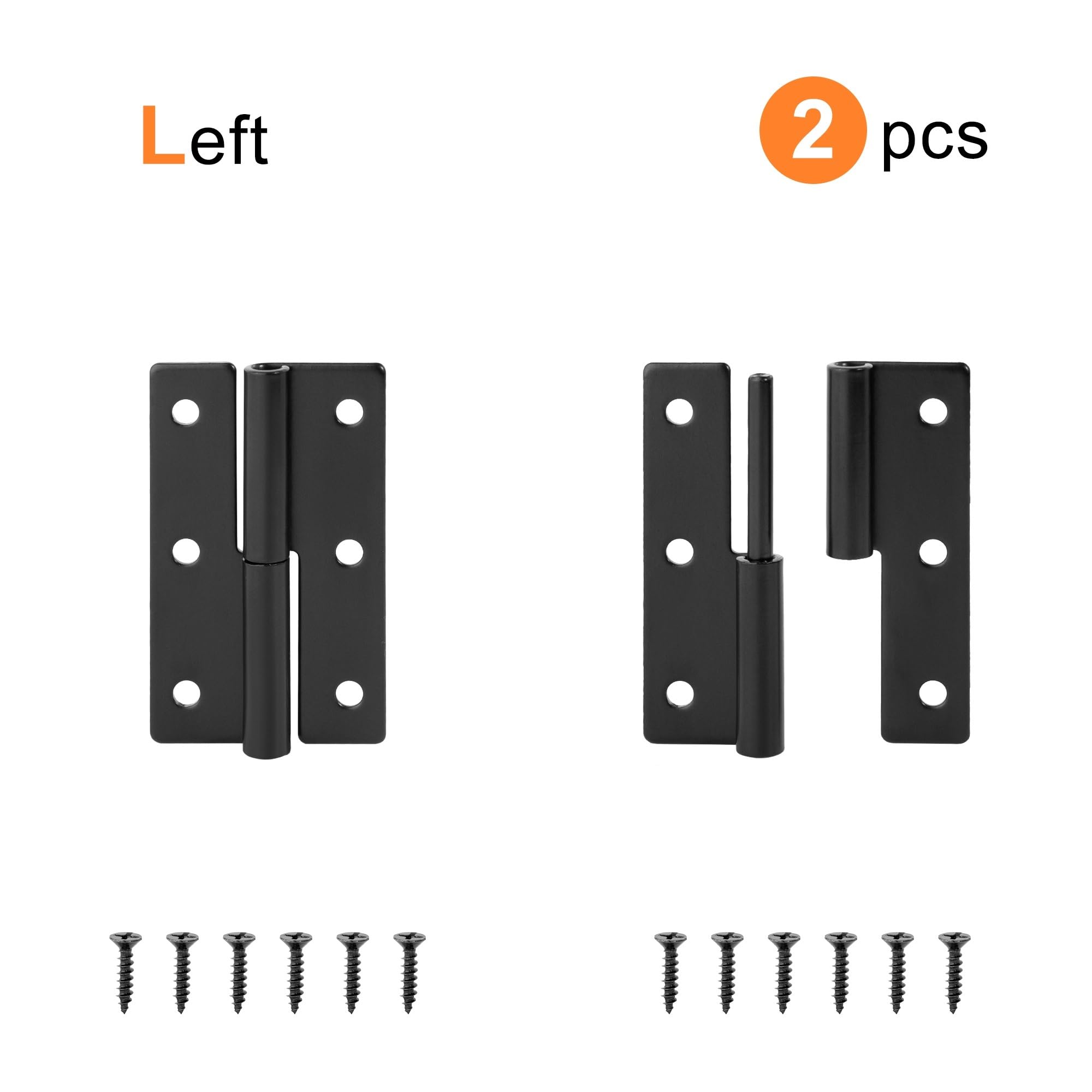 Bisagra desmontable de acero inoxidable de 2 uds., bisagras de puerta de muebles de madera extraíbles negras de 270 grados for armario, caja de armario(Black 62mm Left)