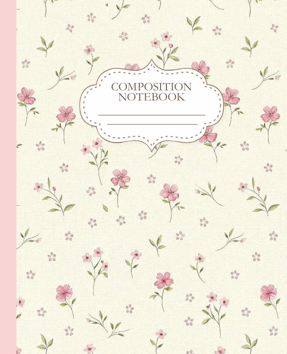 Vintage Flower Pink Coquette Composition Notebook Preppy | College Ruled | 7.5 x 9.25" | 110 Pages
