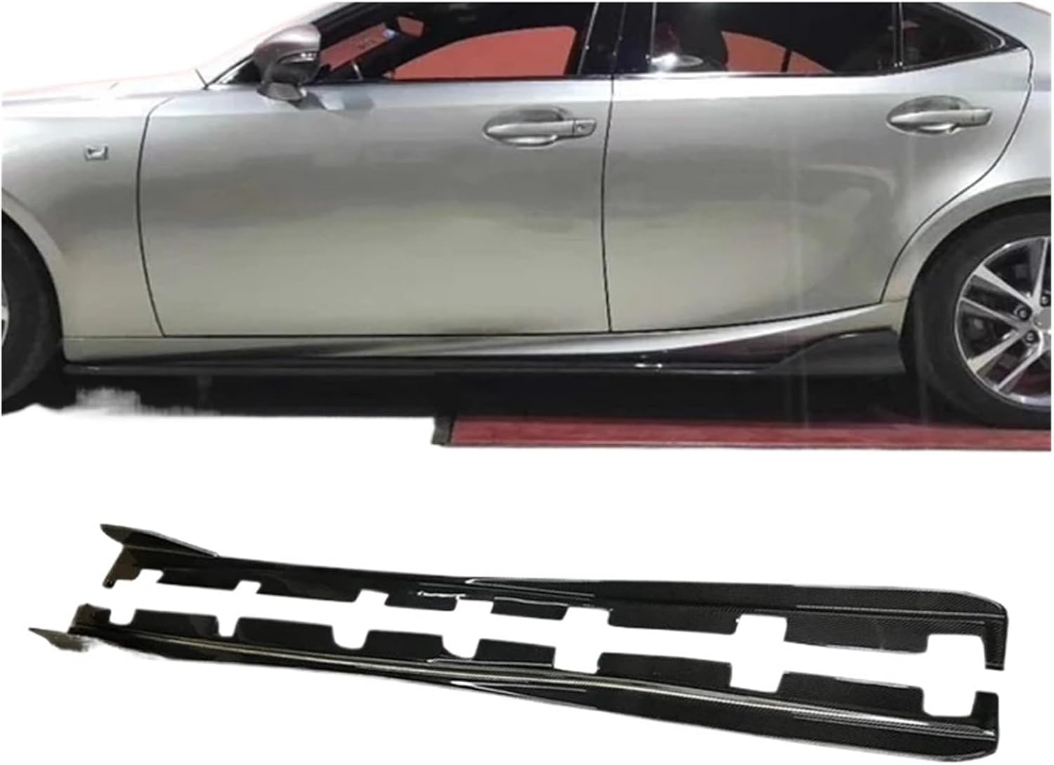 A Style Real Carbon Fiber Door Aprons Side Skirts Compatible For Lexus IS200T IS250 IS300 IS Car Model 2013-2019(Unpainted FRP)