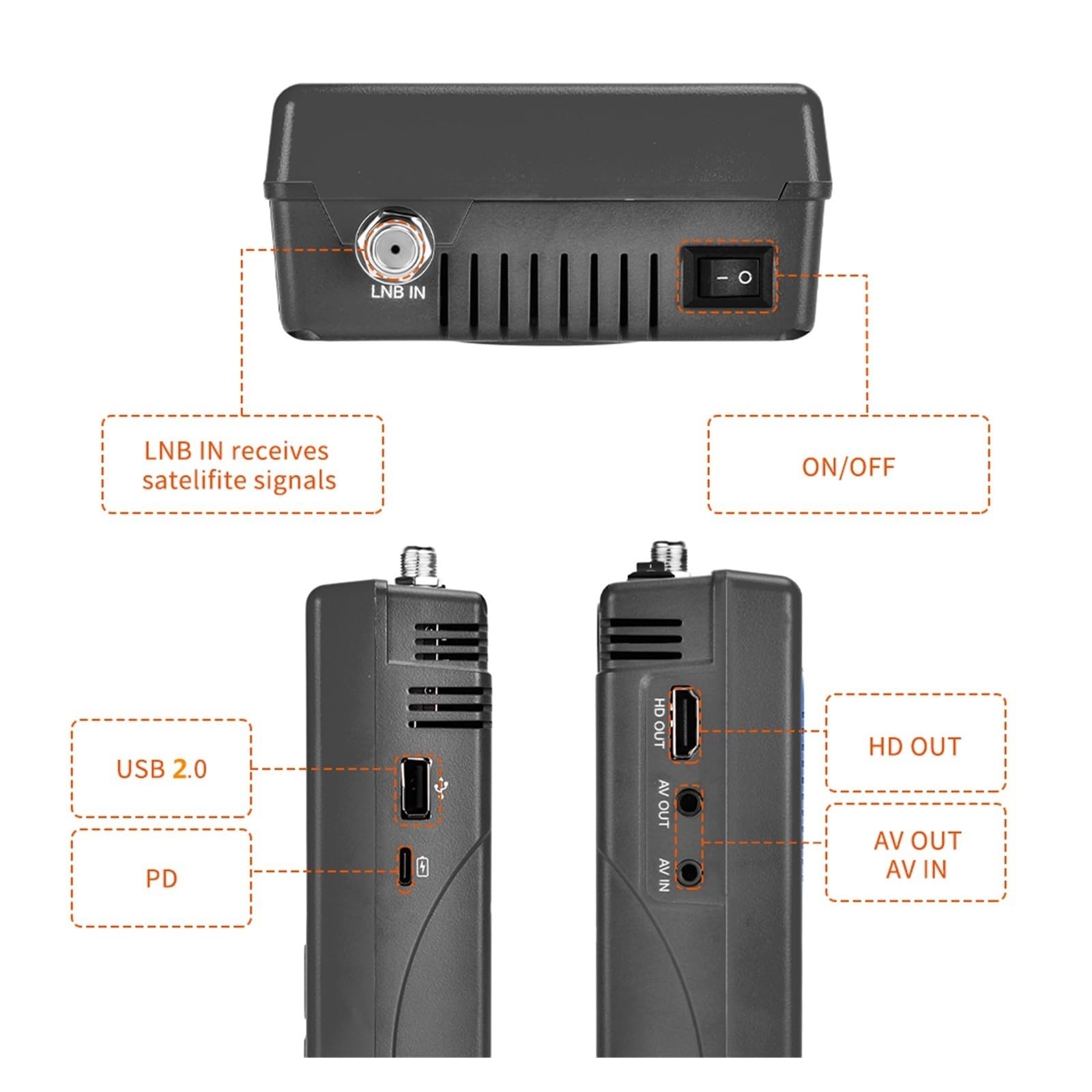 Cercatore satellitare, V8 Finder 2 Rilevatore di segnale satellitare DVB-S/S2/S2X Digitale 1080P HD H.264 VS ST-5150 FINDER PRO WS6933 WS6980 Disponibile(With bag and charge)