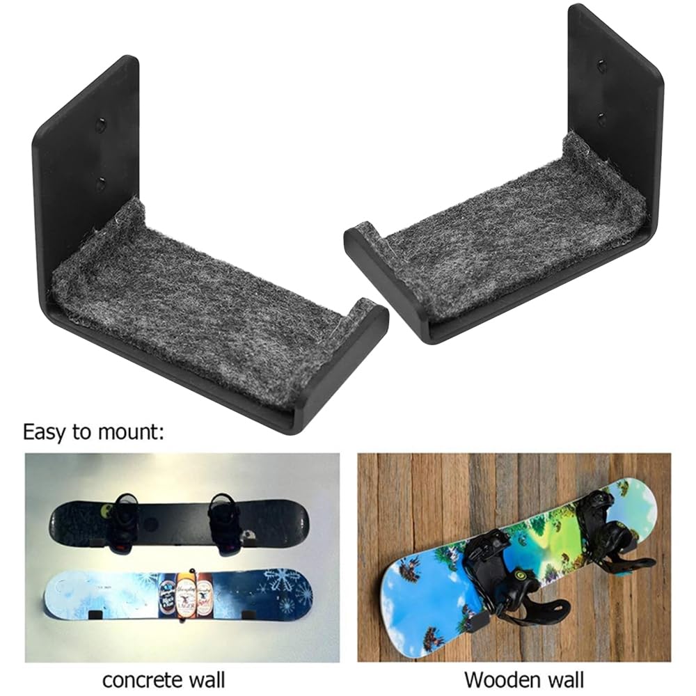 MiOYOOW 2 supporti da parete per snowboard, espositore da parete con cuscinetti di protezione per camere da letto, garage, uffici,