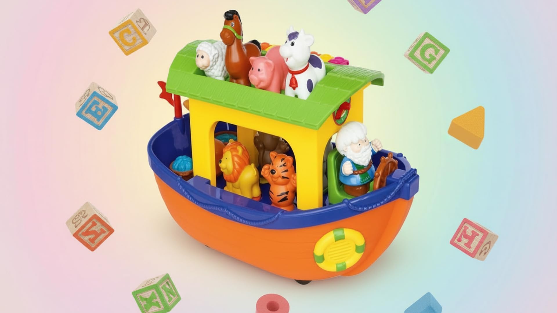 Amazon.com: Kiddieland Noah's Ark Shape Sorter Toy - Musical Boat