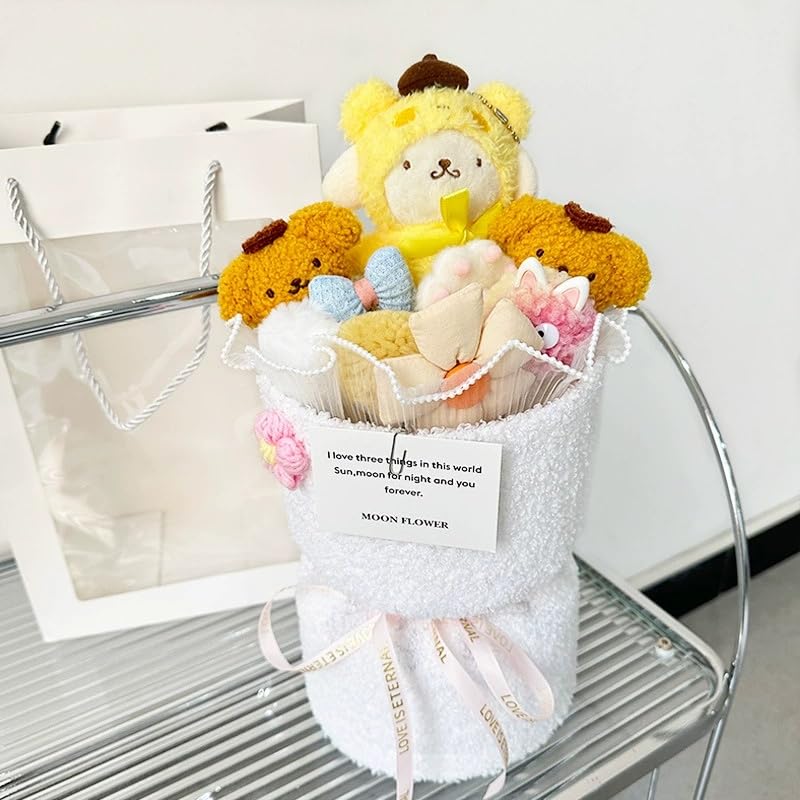 Amazon.co.jp: ポムポムプリン ぬいぐるみ 花束 プレゼント 手提げ袋+