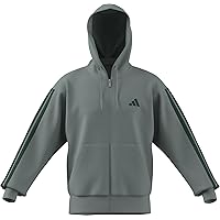 Adidas Homme Essential Three Stripes Fleece Zipper Hoodie, Wonder Sage/Collegiate Green